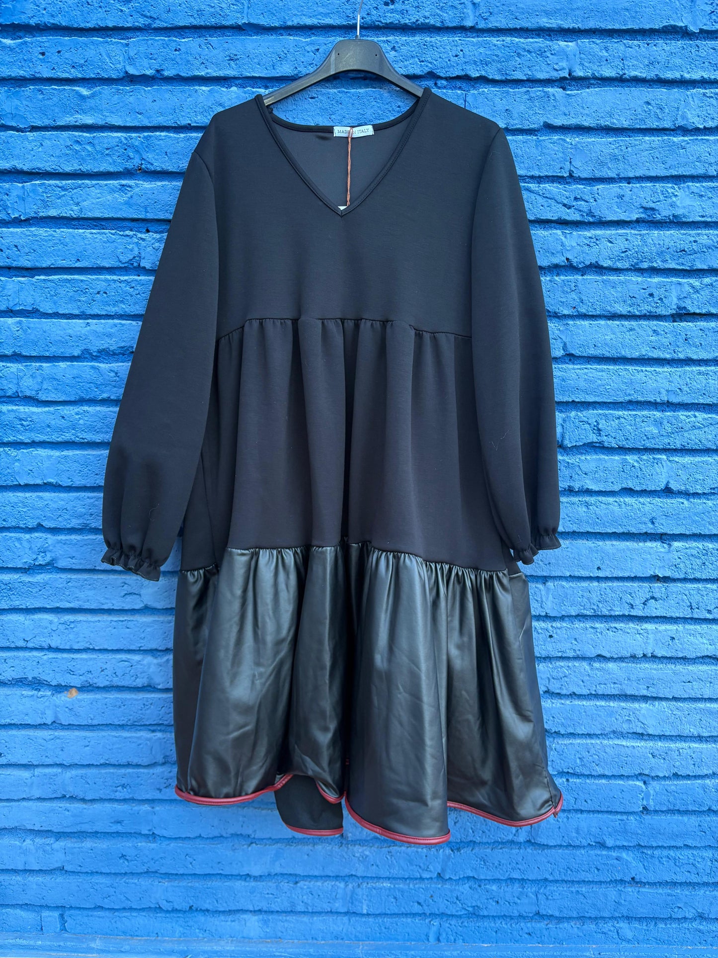 VESTIDO COMBINADO POLIPIEL