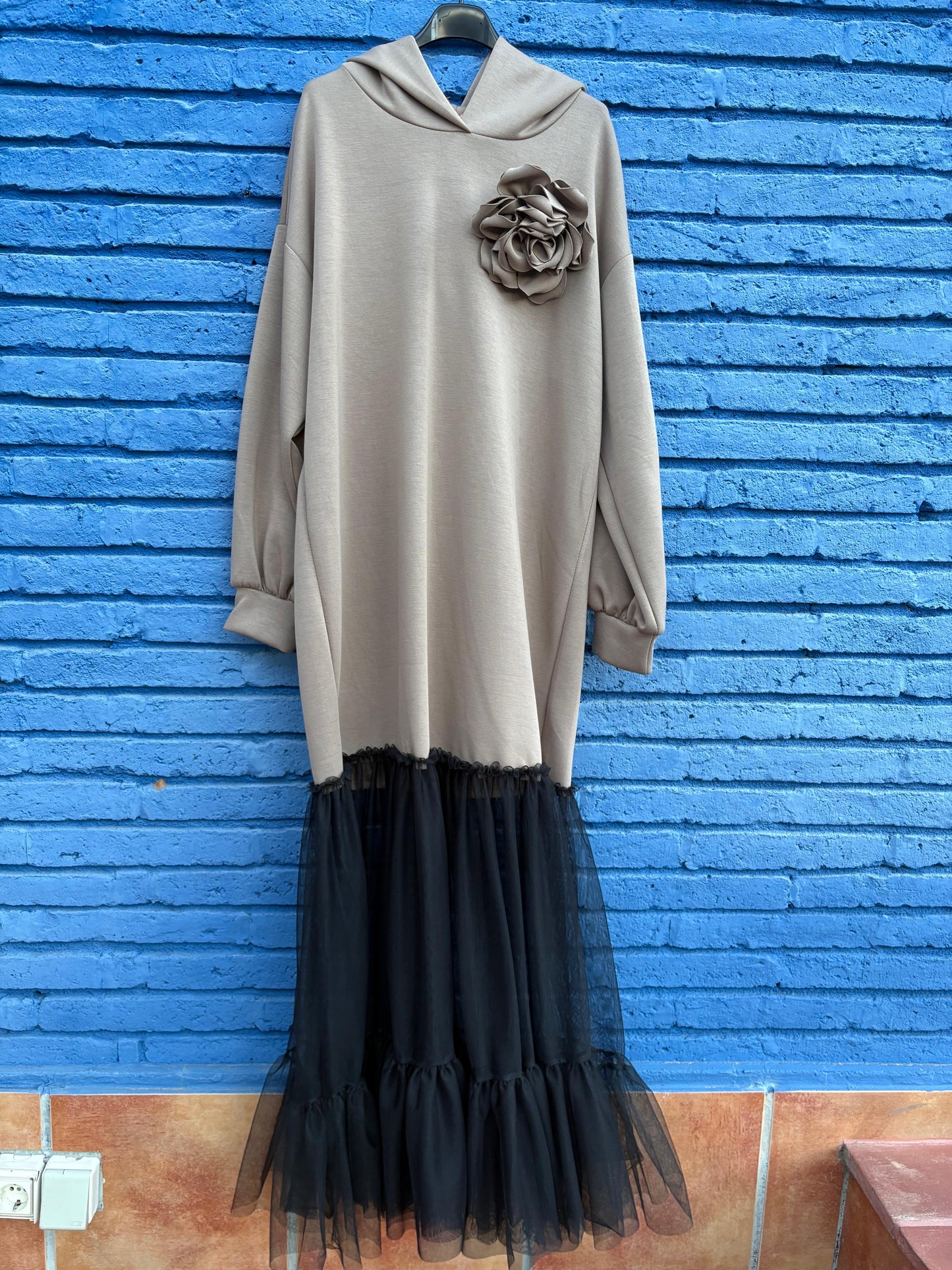 VESTIDO SUDADERA FLOR TUL