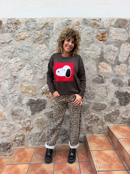 JERSEY MARRÓN CON SNOOPY