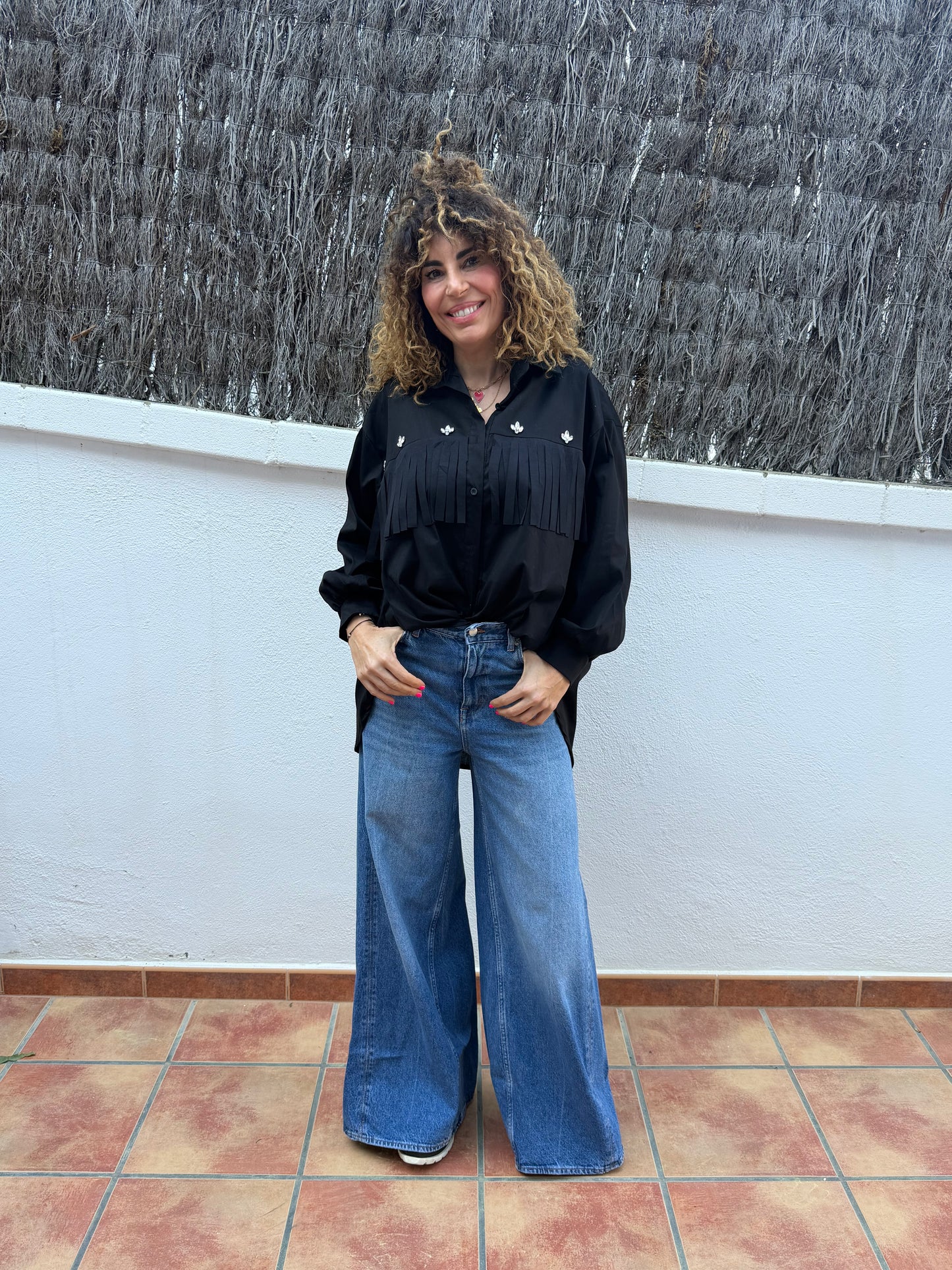 CAMISA DE FLECOS Y BRILLANTES