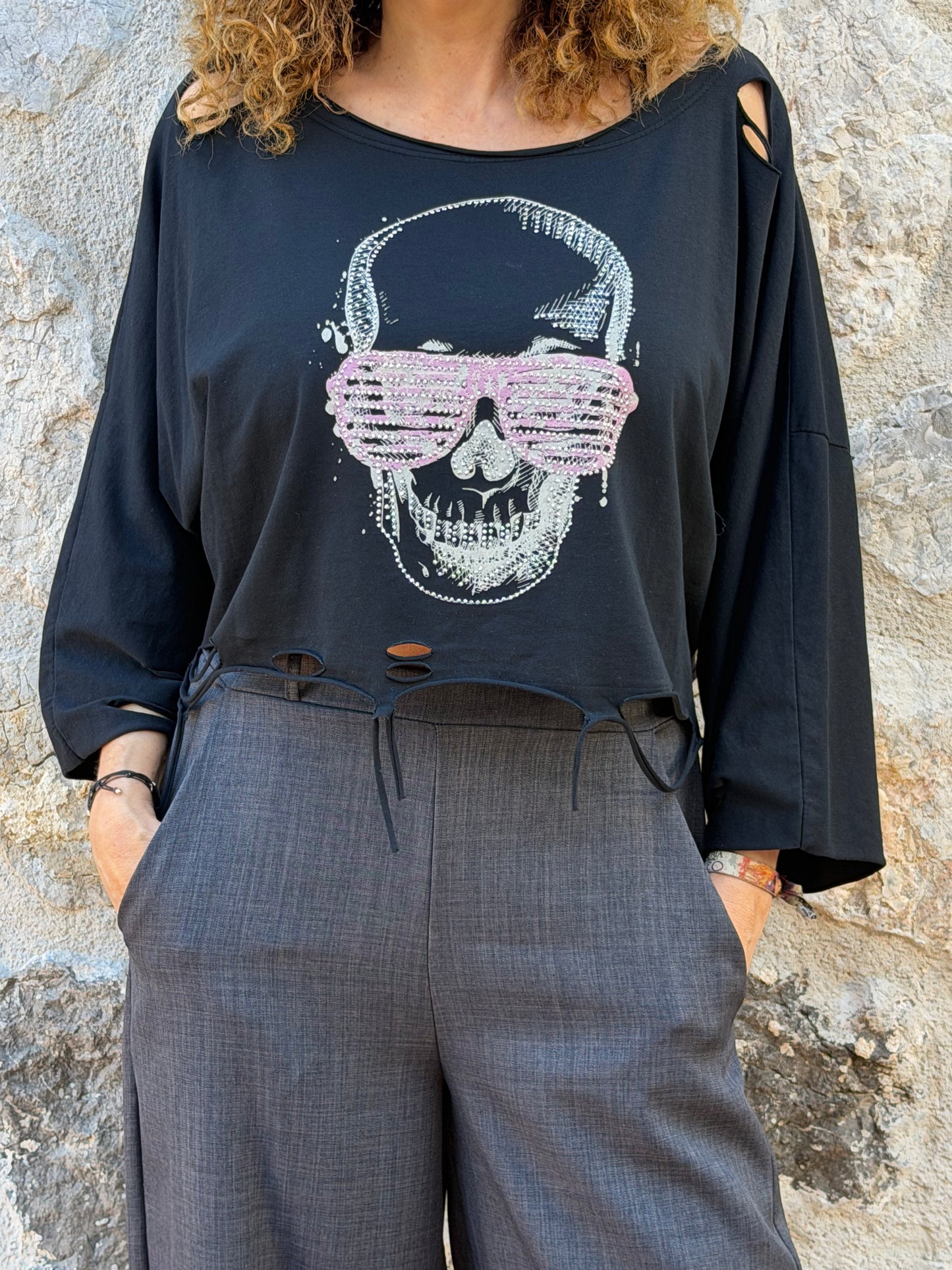 CAMISETA CALAVERA BRILLANTE