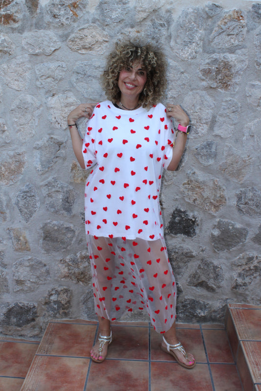VESTIDO DE CORAZONES TUL